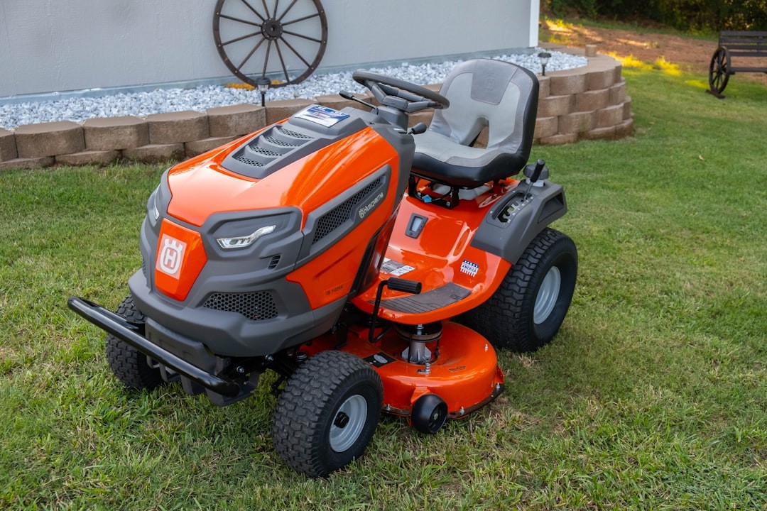 a parked new lawn mower 